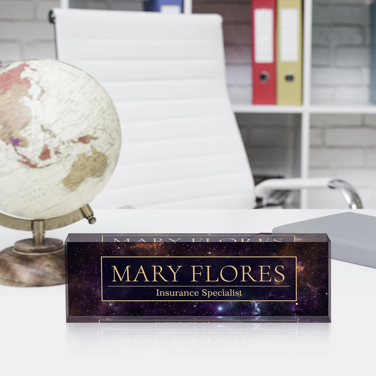Acrylic Name Plate Personalized, Teacher Name Plates for Desks Classroom, Gifts for Teacher Boss Employee Appreciation Office Desk Decor (Galaxy 3)