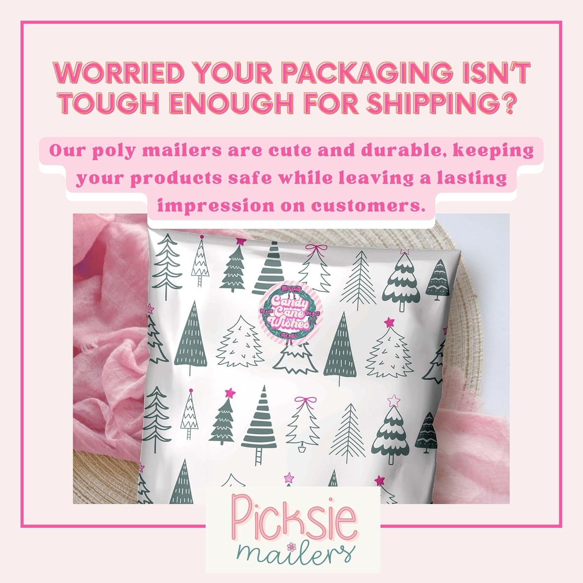 Christmas Shipping Bags Envelope 14x19 Holiday Shipping Supplies Poly Mailers for Small Business Boutique Mailing Bags for Clothing Cute Designer Polymailer - 100 Pack Festive Forest