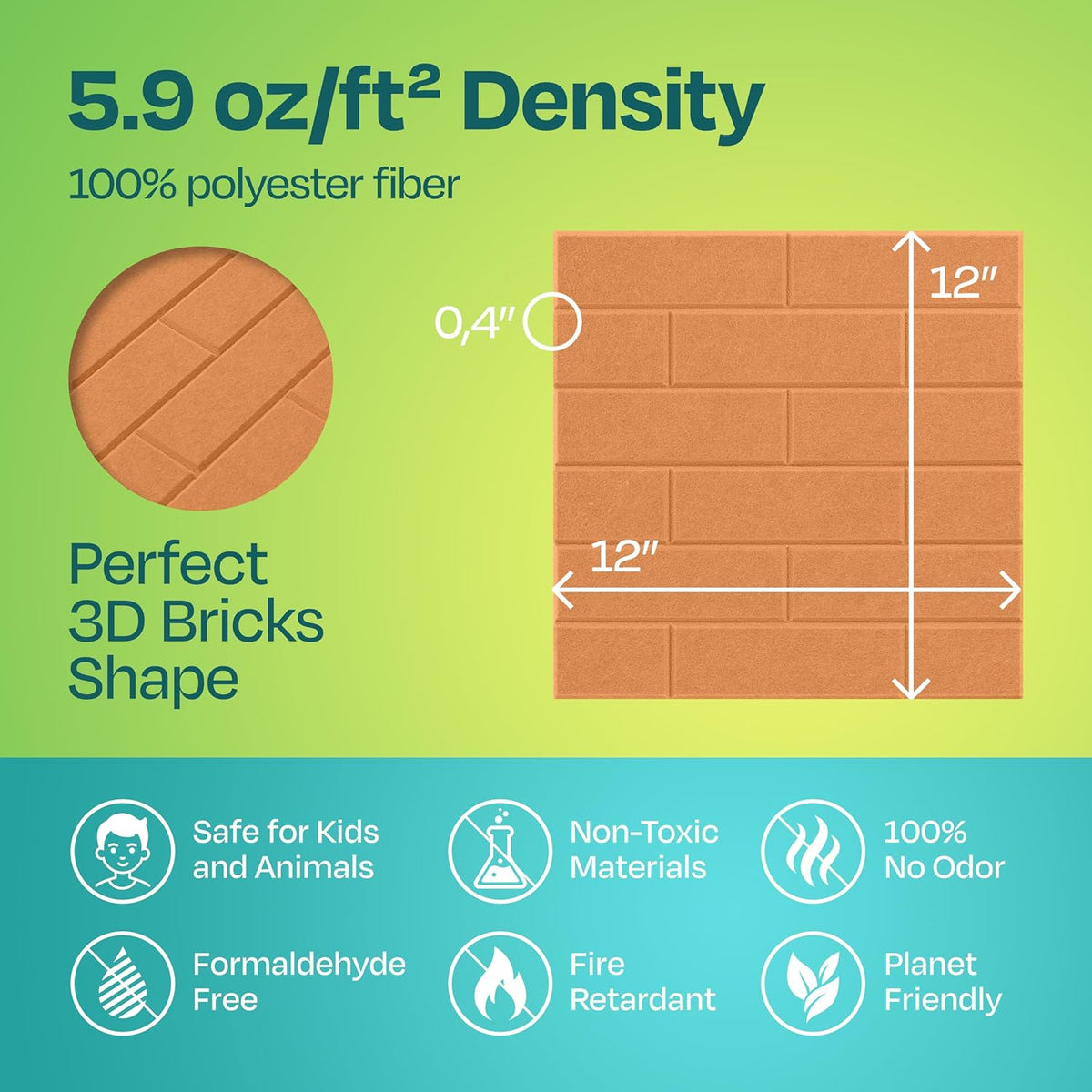 Acoustic Panels 18-Pack Soundproof Wall Panels 12"X12"X0.4" Brick Style Sound Panels Premium Sound Dampening Panels Easy Self Adhesive Installation - [70'S Orange]