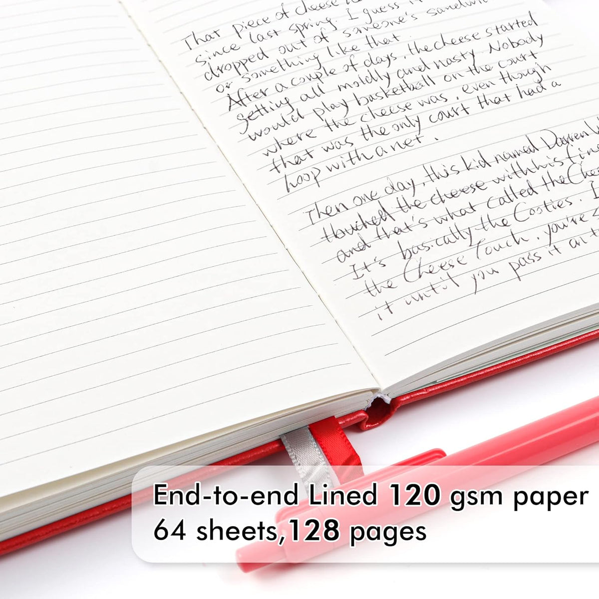 feela 5 Pack Journal Notebook Bulk for School, Hardcover Business Notebooks Classic Ruled Lined Journals with Pen Holder for Work Note Taking, with 5 Black Pens, 120 GSM, 5.1”x8.3”, A5, Red