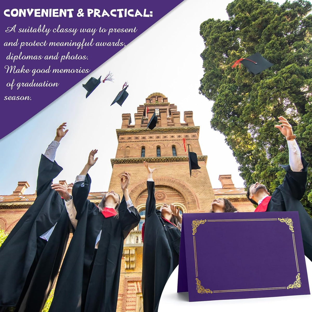 Fainne 80 Pieces Certificate Holders Diploma Holders Document Holder Certificate Covers Certificate Folders with Gold Foil Border for Letter Size 8.5 x 11 Inches Diploma Documents Awards (Purple)
