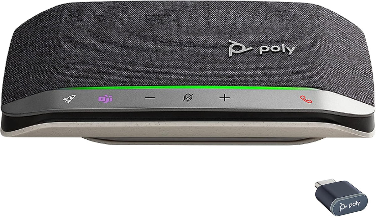 Poly Sync 20+ Personal Portable Bluetooth Speakerphone (Plantronics) – Noise/Echo Reduction – USB-C Bluetooth Adapter - Works w/Teams (Certified), Zoom, PC, Mac, Mobile – Amazon Exclusive