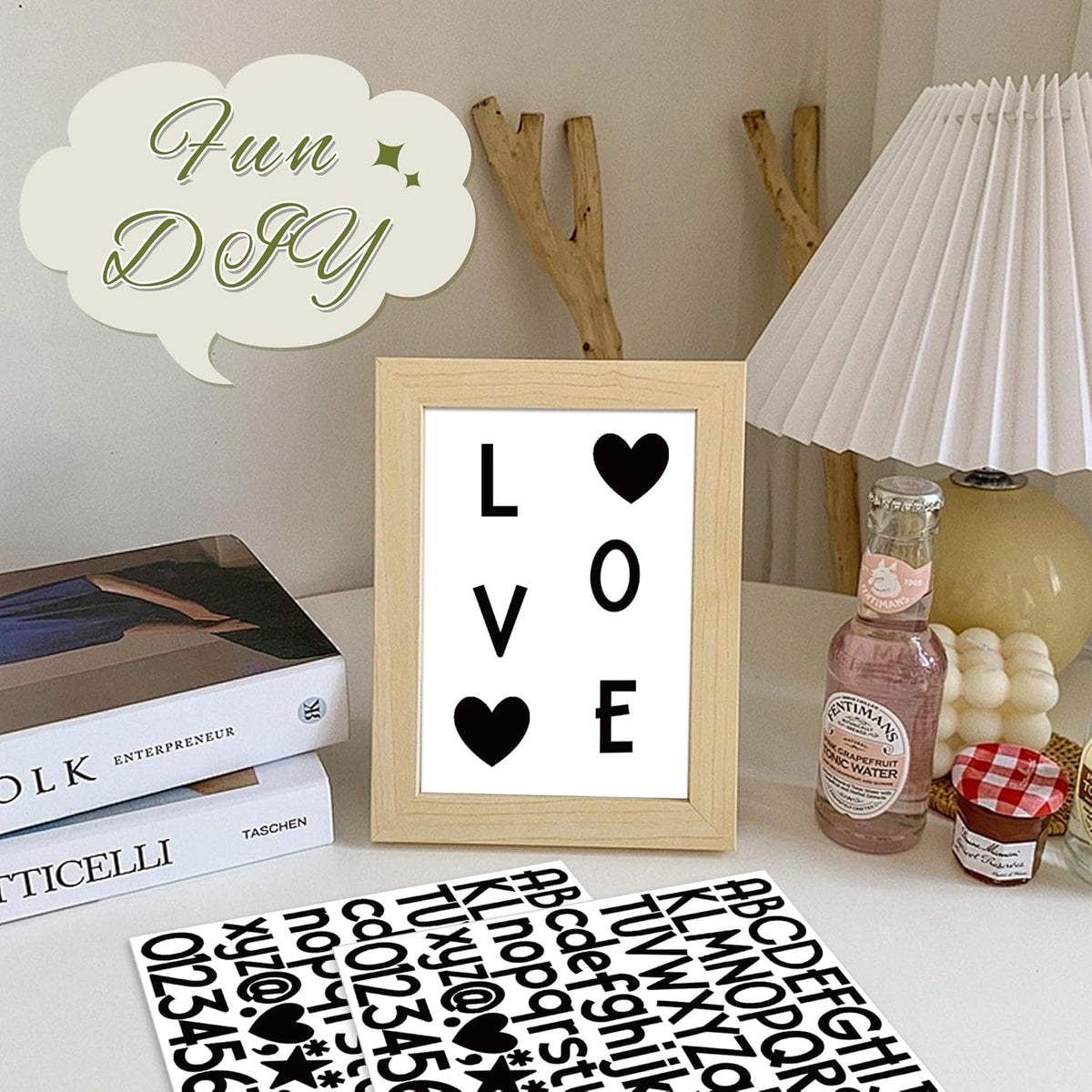 1500Pcs Letter Stickers 20Sheets Alphabet Stickers Vinyl Mailbox Numbers Self Adhesive Waterproof Small Sticker Letters for Water Bottles Sign Scrapbook Classroom Business Address Decor(Black,1 Inch)