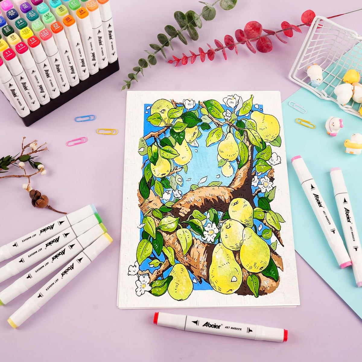 100 Colors Alcohol Markers Set, Dual Tips Blender Art Marker for Drawing, Permanent Sketch Markers for adult coloring, Alcohol Based, Adults Coloring and Artist Illustration.(BRUSH TIP)