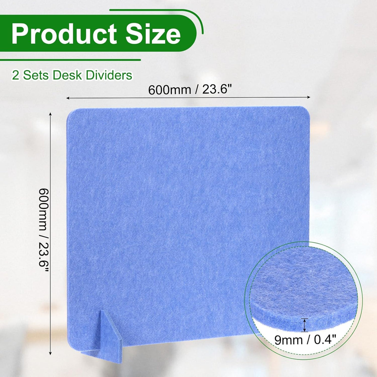 PATIKIL Desk Divider, 2 Set 24 x 24 Inch Acoustic Freestanding Desk Divider Desk Privacy Panel with 4 Pcs Support Feet for Library Office Workstation, Blue