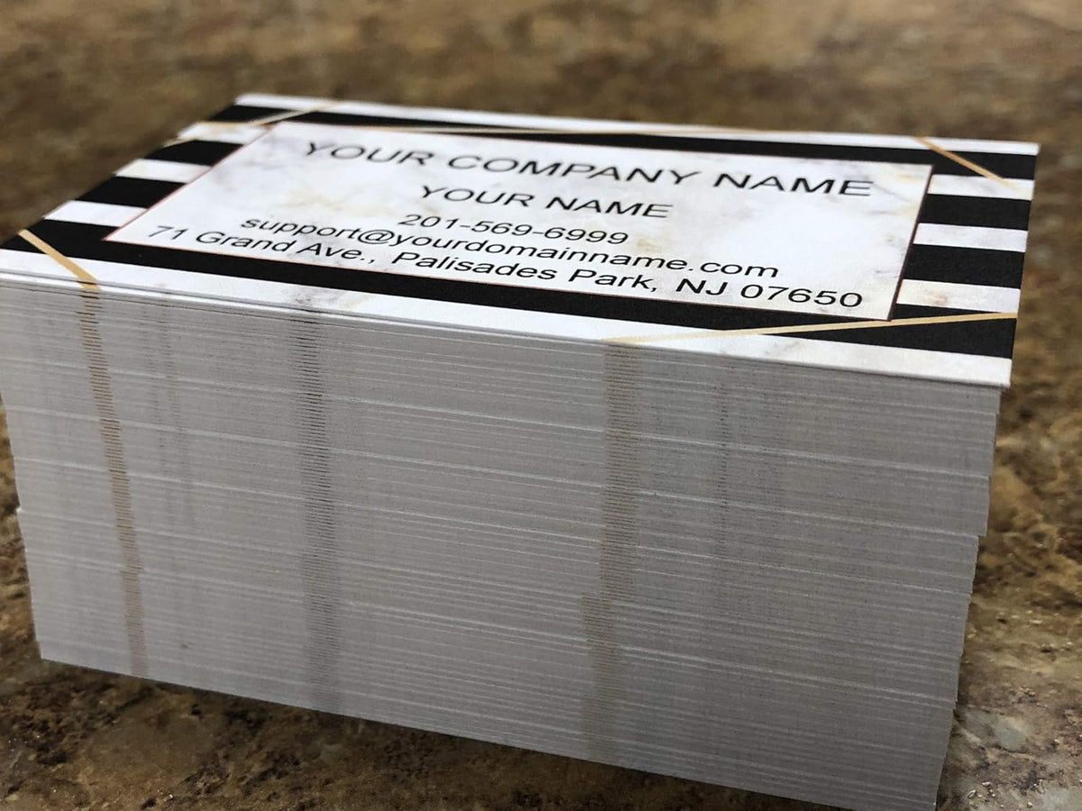 Custom Premium Business Cards 100 pcs Full color - Printed on 16pt(350gsm) or14pt (308gsm) Classic matte paper, Made in The USA (Marble Stripes)