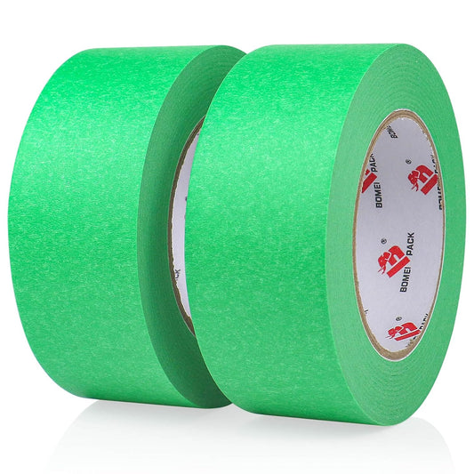 BOMEI PACK 2 Inch Green Painters Tape, 2 Pack Paint Green Masking Tape 2 inch x 55 Yards for Walls Painting, Labeling, DIY Crafting, Decoration and School Projects