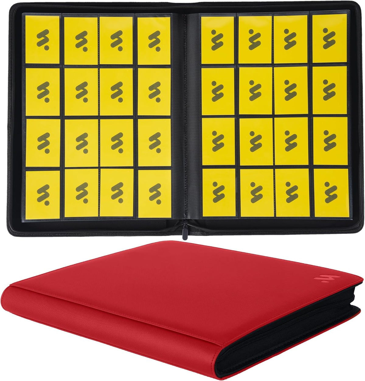 Premium 1000+ Pockets Card Binder,16 Pockets Trading Card Binder Ringless Side Loading Trading Card Album Folder for TCG -Red