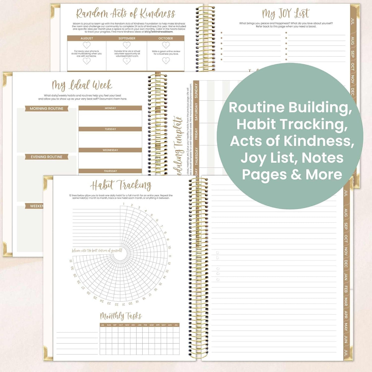 bloom daily planners 2025-2026 Hardcover Academic Year Goal & Vision Planner (July 2025 - July 2026) - Monthly & Weekly Calendar Agenda Organizer - 7.5" x 9" - Spread Kindness Like Wildflowers