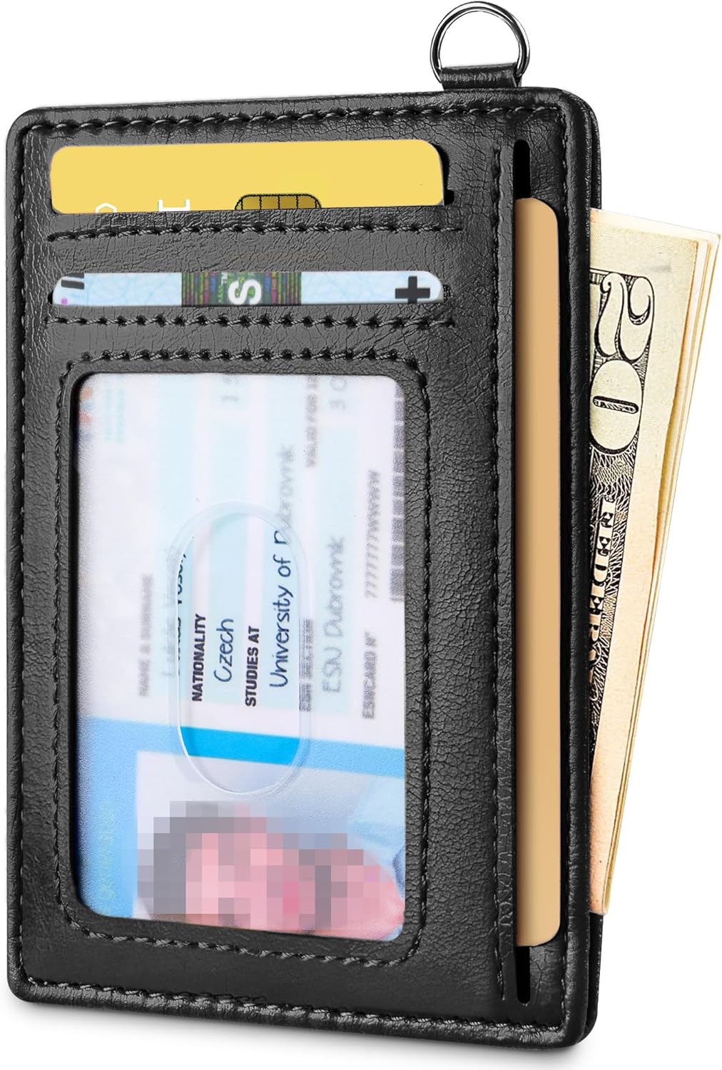 Mayski Slim Wallet, Credit Card Holder for Women, Minimalist Front Pocket RFID Blocking Card Cases, Small Wallet Women Men(Oiled Wax Black)