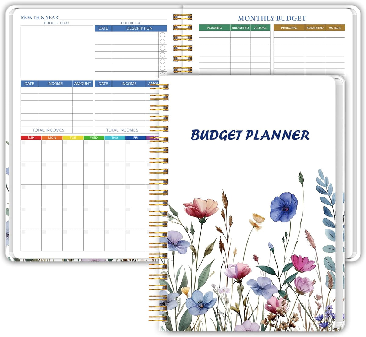 Monthly Budget Planner - 14 Months Hardcover Undated Financial Planner Organizer Budget Book with Expense and Debt Tracker Notebook to Manage Your Money Effectively, Bill Organizer