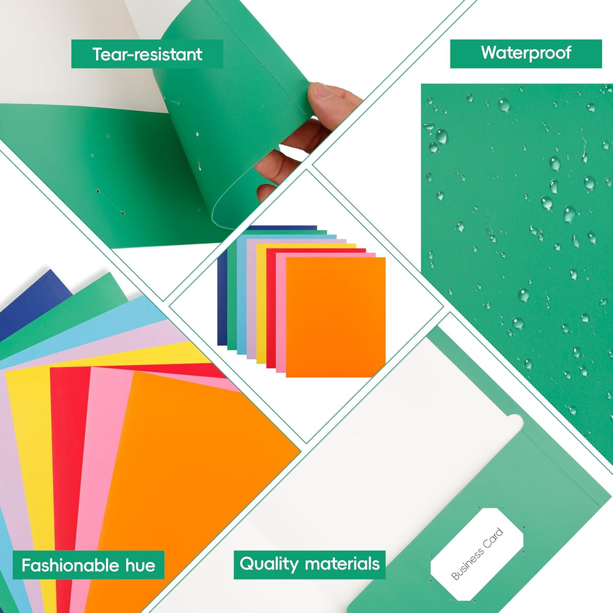 50 Pack Folders with Pockets, Pocket Folders Fit Letter Size Paper, with Business Card Slot, 2-Pocket Folder for School Office Home Business
