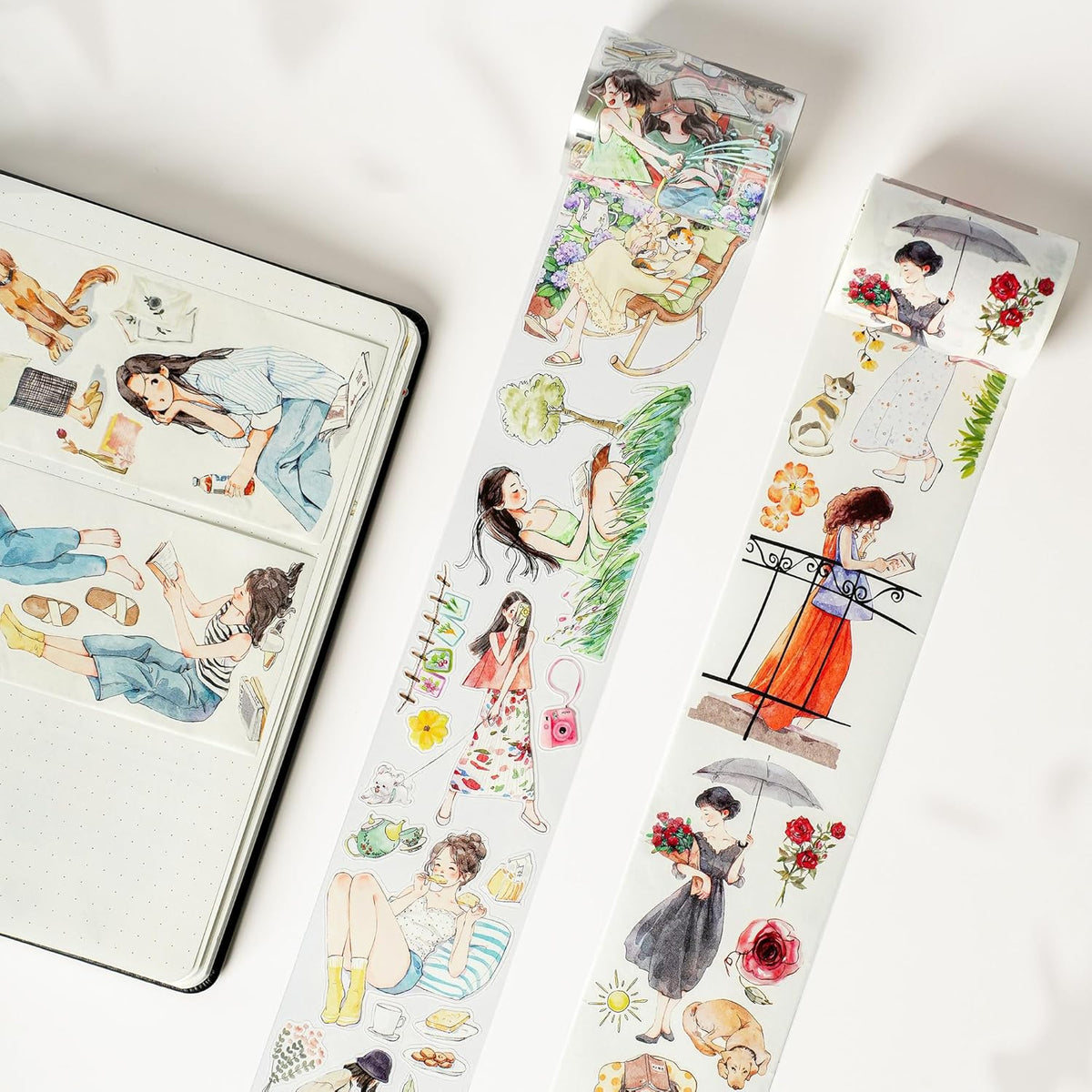 WT Pre-Cut Leisurely Days PET Tape Roll, Original Designs, Decorative Artist Tape for Bible Journaling, Bullet Journals, Scrapbooks, Planners & DIY Craft Supplies