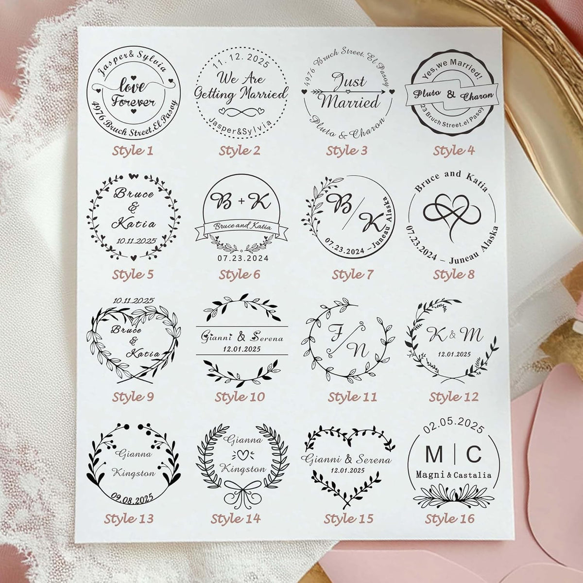 Personalized Wedding Embosser Stamp， Custom Book Business Card Paper Document Notebook, Self Inking Stamp，Book Lover Gifts，Christmas Gifts (Style11)