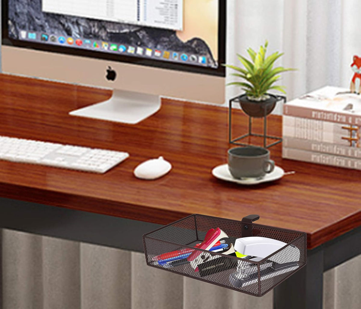 Clip-on Drawer organizers (2 pack), desk organizer, can be clipped around the table to store small items (Bronze Gold)