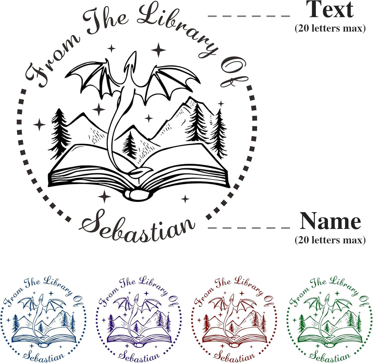 from The Library of Embossers & Stamps Custom Color Self-Inking Stamp with Your Name or Design Great for Personalizing Books, Text Books and Journals (17)