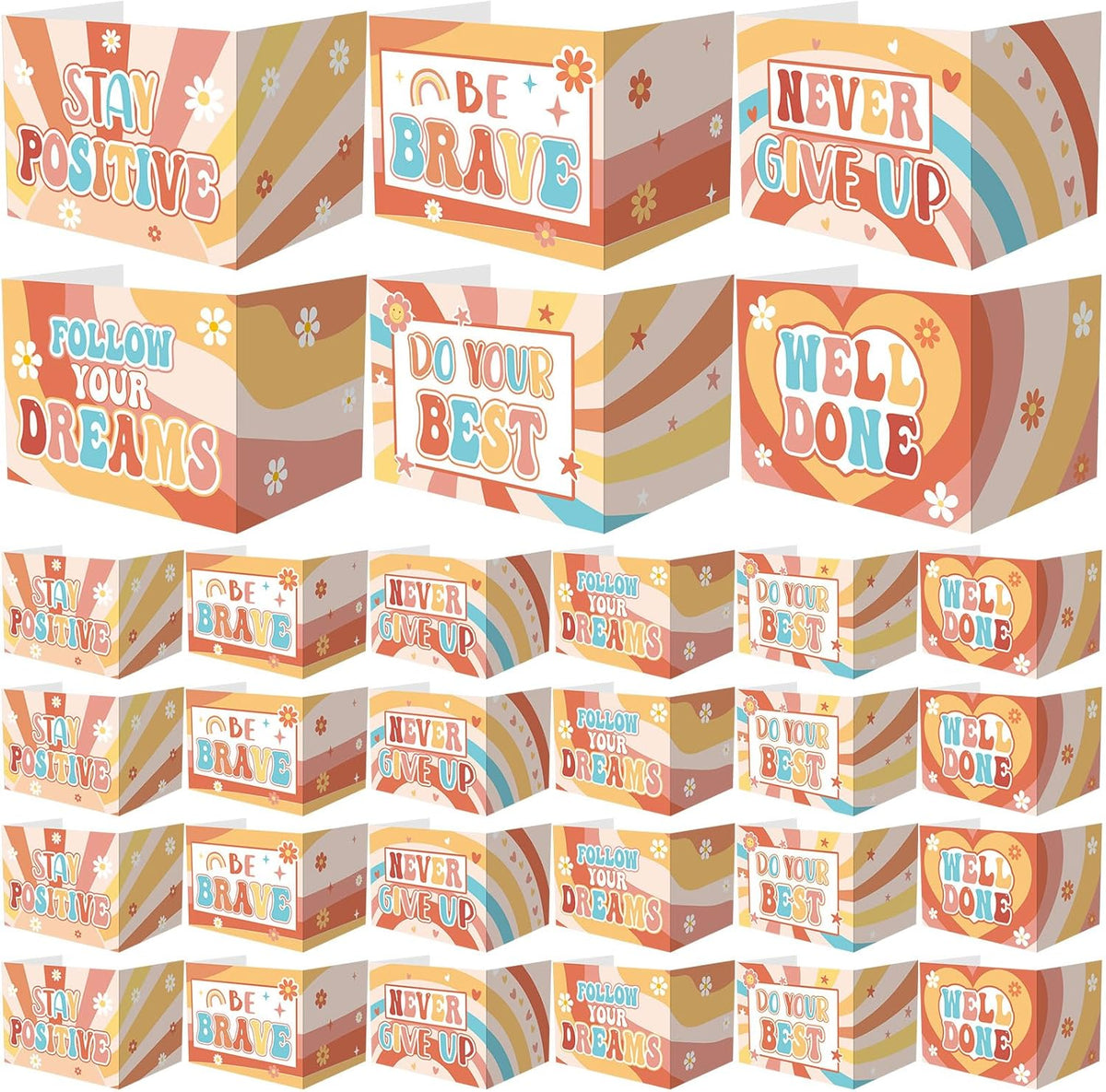 Honoson 24 Pcs Bulk Inspirational Privacy Folders for Students Cardboard Test Privacy Boards Motivational Words Desk Dividers Shield for Classroom School Study Supplies, 6 Styles(Groovy)