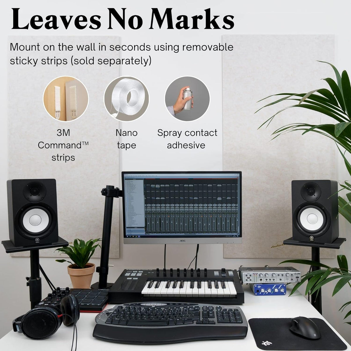 Acoustic Panels, 4 Pack ROOM KIT, Large, 46" x 23", Mid Grey