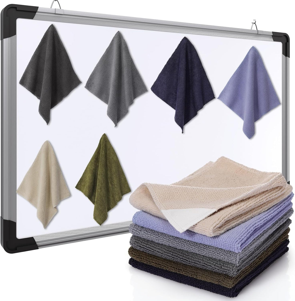 6 Pack Magnetic Whiteboard Cleaning Cloth Extra Strong Magnetism 10'' X 10'' Colorful Microfiber Dry Erase Cloth Reusable Washable Whiteboard Eraser for Classroom, Home and Office Use(Dark Color)