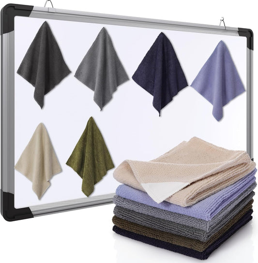 6 Pack Magnetic Whiteboard Cleaning Cloth Extra Strong Magnetism 10'' X 10'' Colorful Microfiber Dry Erase Cloth Reusable Washable Whiteboard Eraser for Classroom, Home and Office Use(Dark Color)