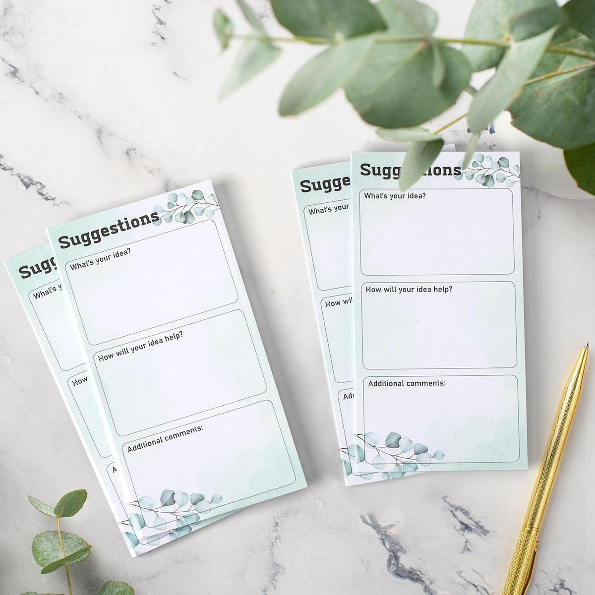 Lesnala 200 Sheets Suggestion Cards Comment Form Continuous Improvement Table for Customer Complaints Restaurants Church School Small Businesses Supplies 6.7 X 3.5inch Green Leaf