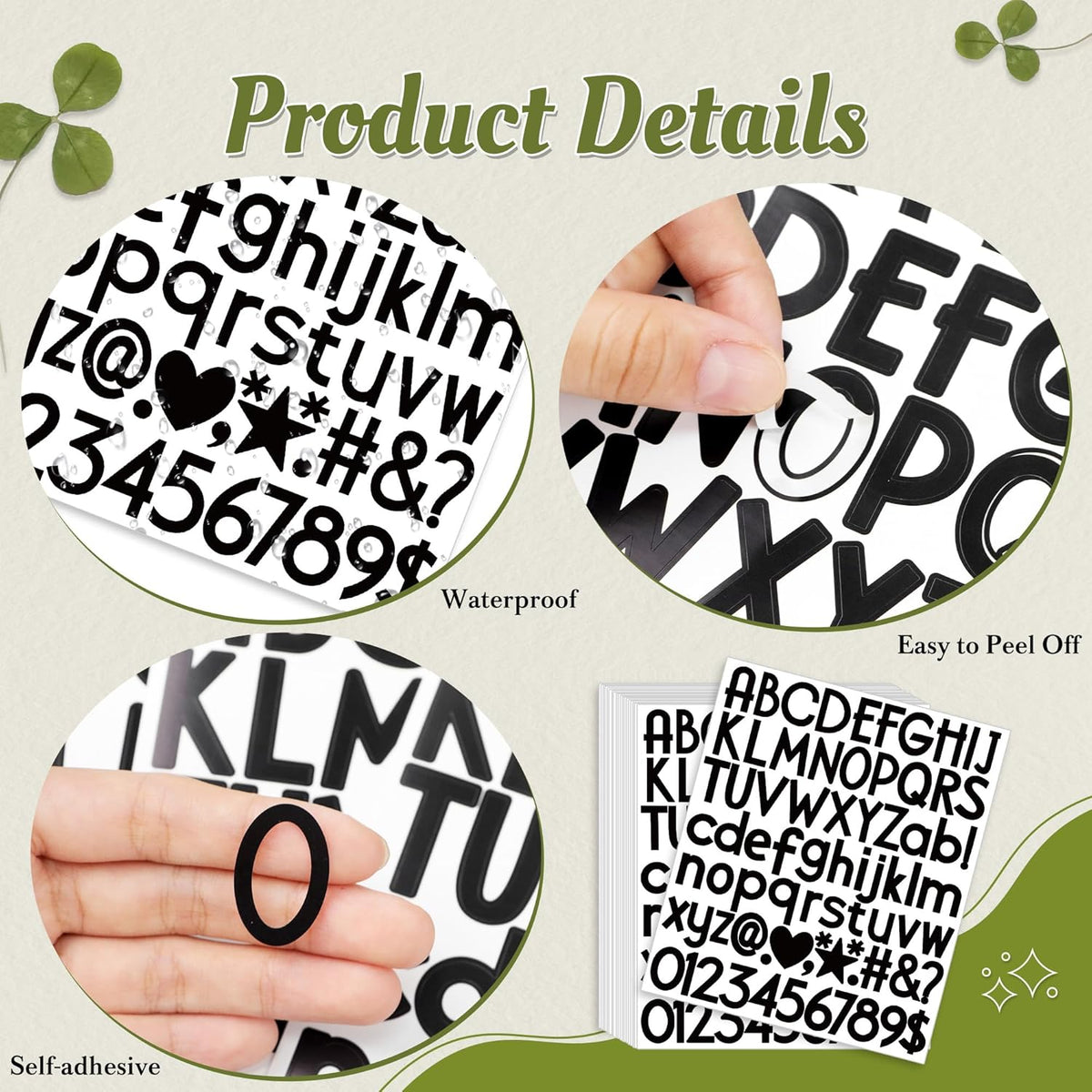1500Pcs Letter Stickers 20Sheets Alphabet Stickers Vinyl Mailbox Numbers Self Adhesive Waterproof Small Sticker Letters for Water Bottles Sign Scrapbook Classroom Business Address Decor(Black,1 Inch)