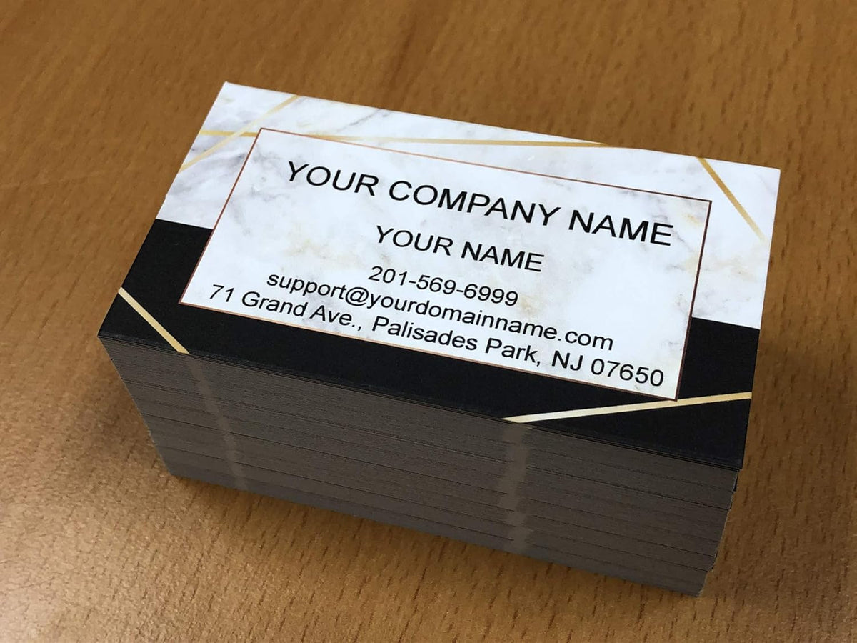 Custom Premium Business Cards 100 pcs Full color - Printed on 16pt(350gsm) or14pt (308gsm) Classic matte paper, Made in The USA (Marble Half)
