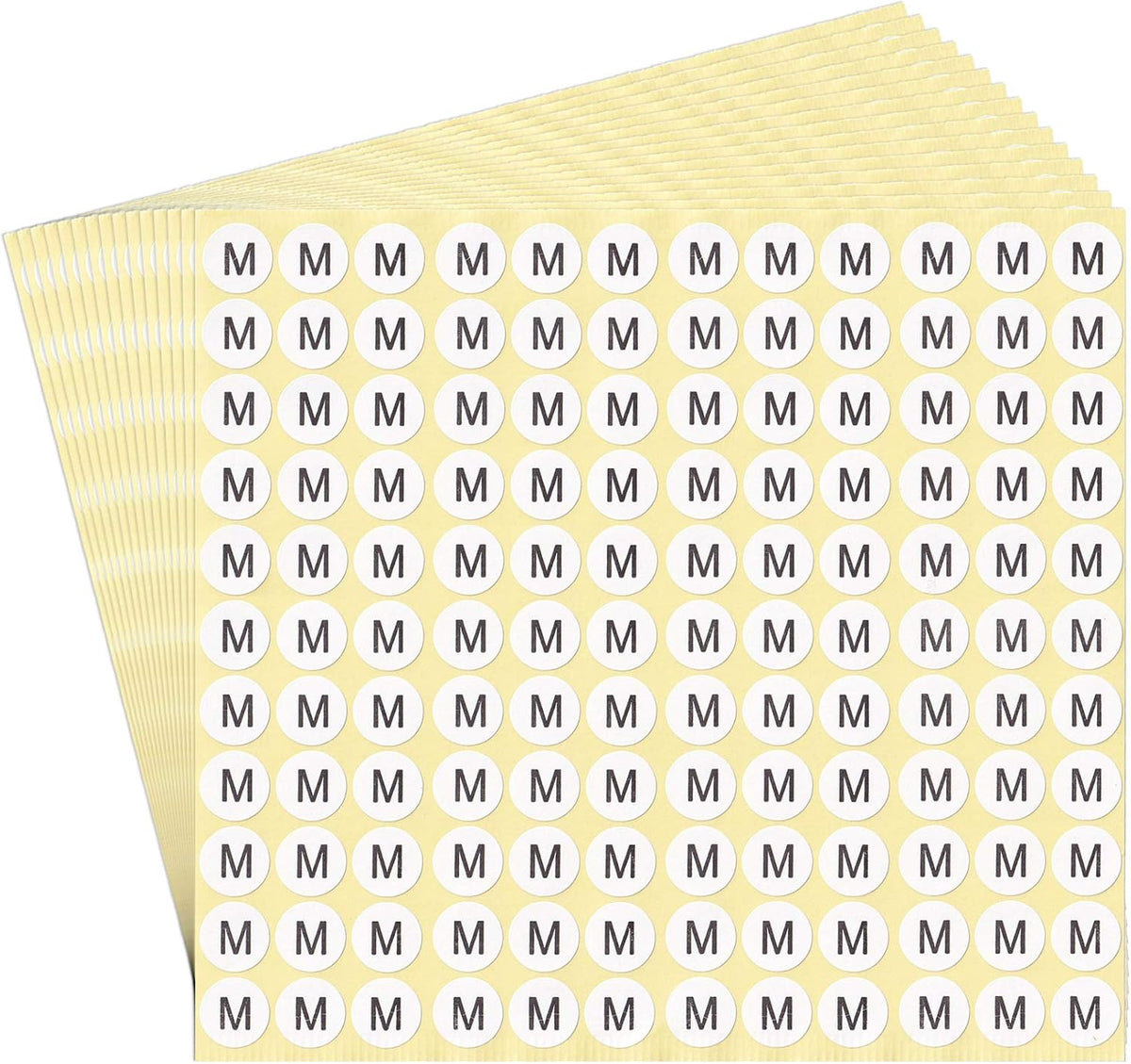 dealzEpic - Alphabet Stickers of The Letter M - Small Round Paper Self-Adhesive Peel and Stick Letter Labels - Set of 15 Sheets