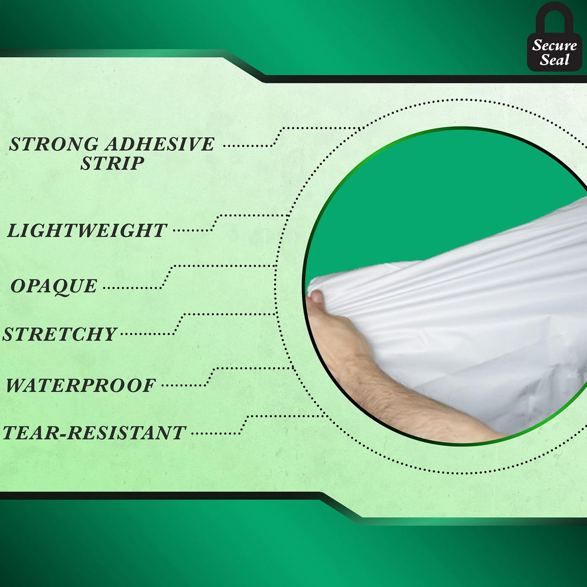 100 Pack Secure Seal White Poly Mailers - 24x24 Safe Shipping Bags - E-Commerce Self Sealing 2 Mil Poly Envelopes for Shipping