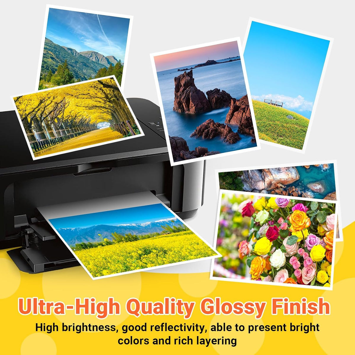 TECKWRAP Glossy Photo Paper 8.5" x 11", Glossy Photo Paper for Inkjet Printer, Works with Inkjet Printer, 60 Sheets, 260gsm/69 lb
