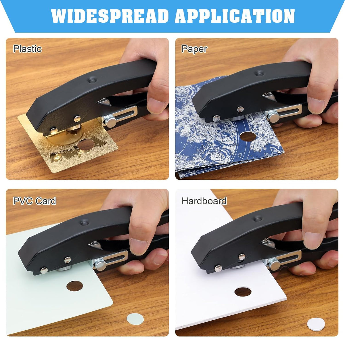 Hole Punch,Heavy Duty Hole Puncher Single,Paper Punch Portable Hand Held Long Hole Punch for Paper Cards Plastic Cardboard (12MM)