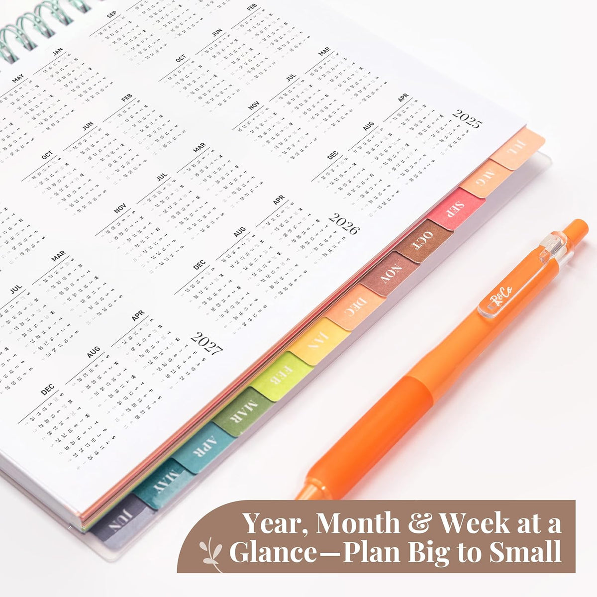 Rileys Academic Planner 2025-2026, Daily, Weekly & Monthly Planner, July 2025 - June 2026, Student Notes Pages, Twin-Wire Binding, Weekly Agenda for School & Work (8 x 6-Inches, Green, Deco)