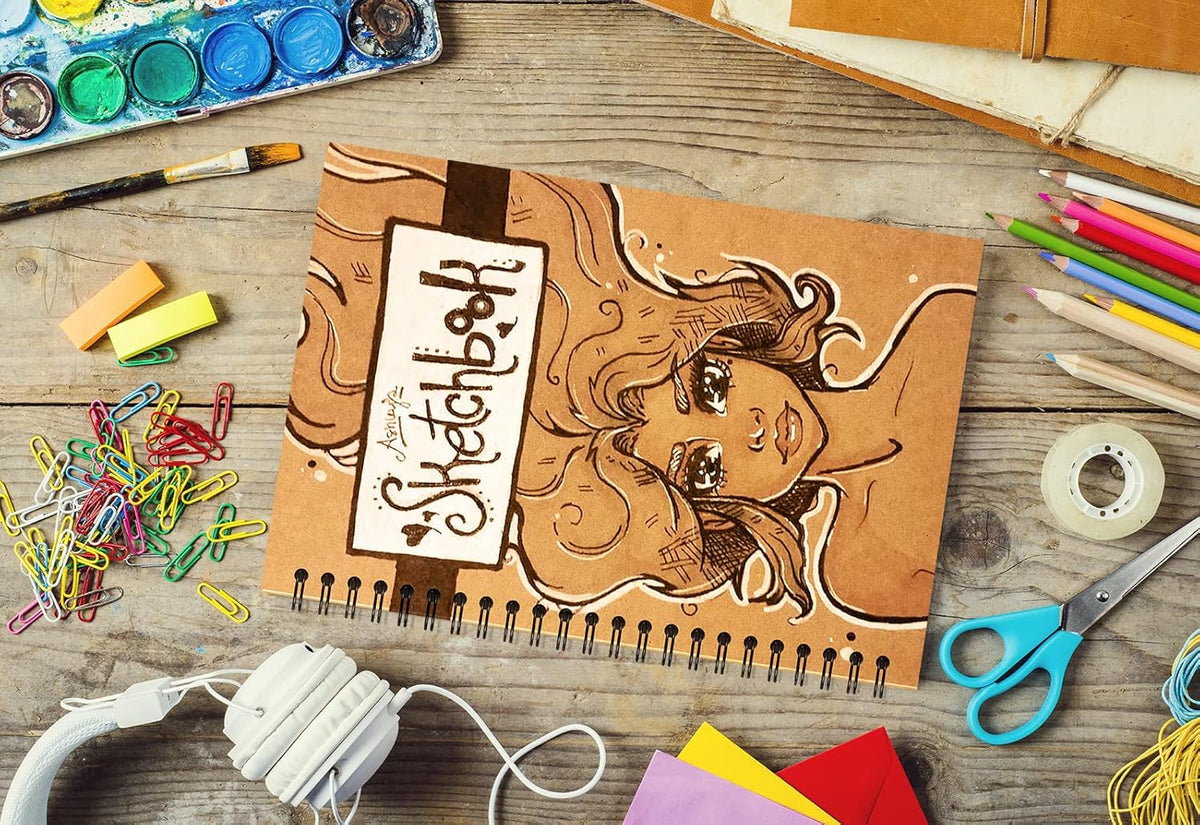 6 Pcs A5 Spiral Notebooks Journal with Kraft Cover, 5x8 Inches, Ruled Lined Paper, for Work, Sketches, Study, Notes Taking, Gifts, Brown (6 PCS(Lined))