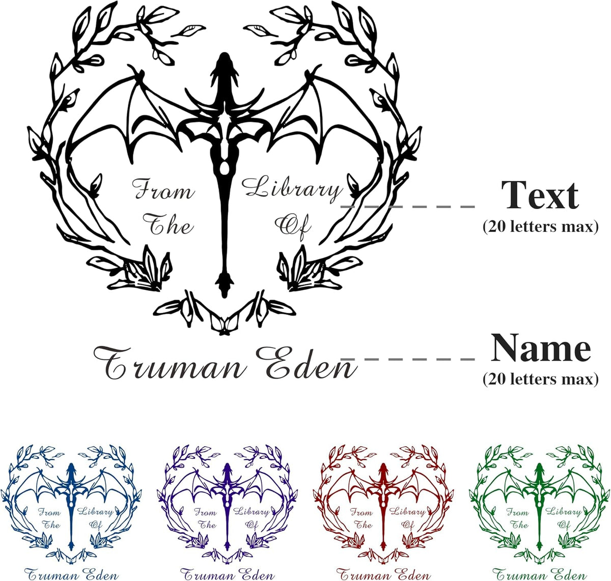 from The Library of Embossers & Stamps Custom Color Self-Inking Stamp with Your Name or Design Great for Personalizing Books, Text Books and Journals (18)