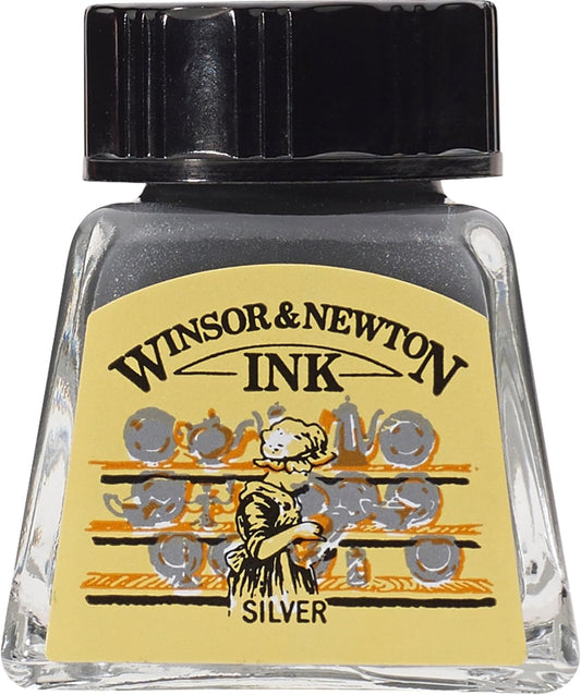 Winsor & Newton Drawing Ink, 14ml Bottle, Silver
