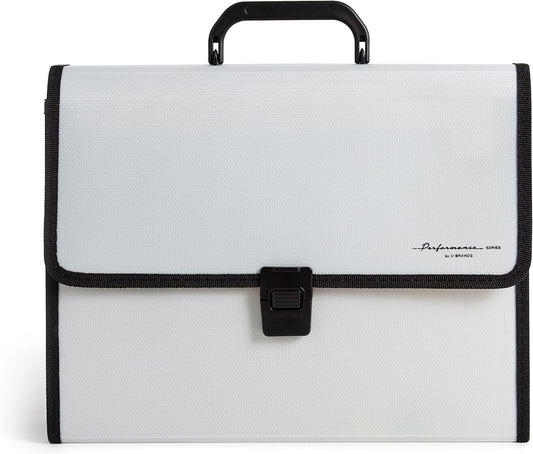 U Brands Gray Expandable 26-Pocket Performance Poly File Folder with Handle Office Supplies, 13” x 10.83” x 2.5”