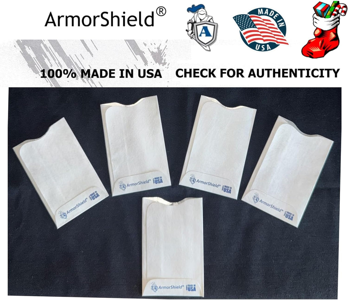 Semper Paratus Gear TYVEK Credit Card Protector RFID Blocking Sleeves | ArmorShield Your Identity | 100% MADE IN USA - Anti-theft for Travel wallet, pocket or purse. (5PAK)