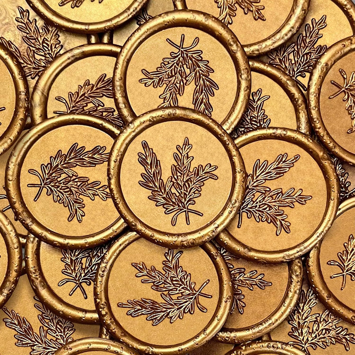 100Pcs Wax Seal Stickers Handmade Envelope Seals Self Adhesive Wax Stickers for Wedding Party Invitations, Envelope, Gift Wrap, Christmas(Rosemary Style, Antique Gold)