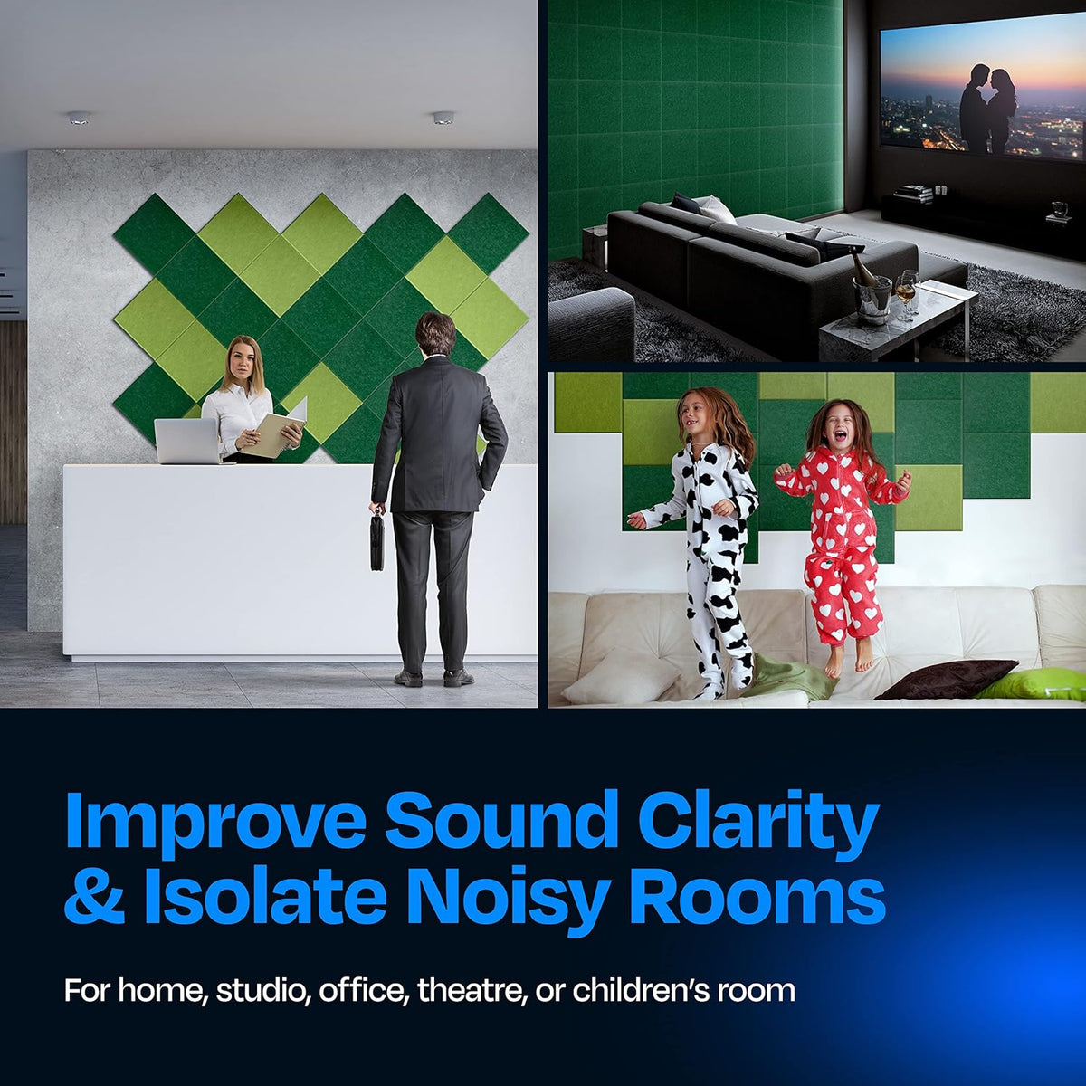 Acoustic Panels 12-Pack Soundproof Wall Panels 12"X12"X0.4" Sound Panels High Density Sound Dampening Panels - [Dark Green Square]