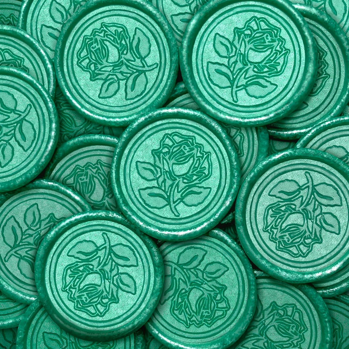 25Pcs Wax Seal Stickers Handmade Envelope Seals Self Adhesive Wax Stickers for Wedding Party Invitations, Envelope, Gift Wrap, Christmas(Rose Style, Cyan)