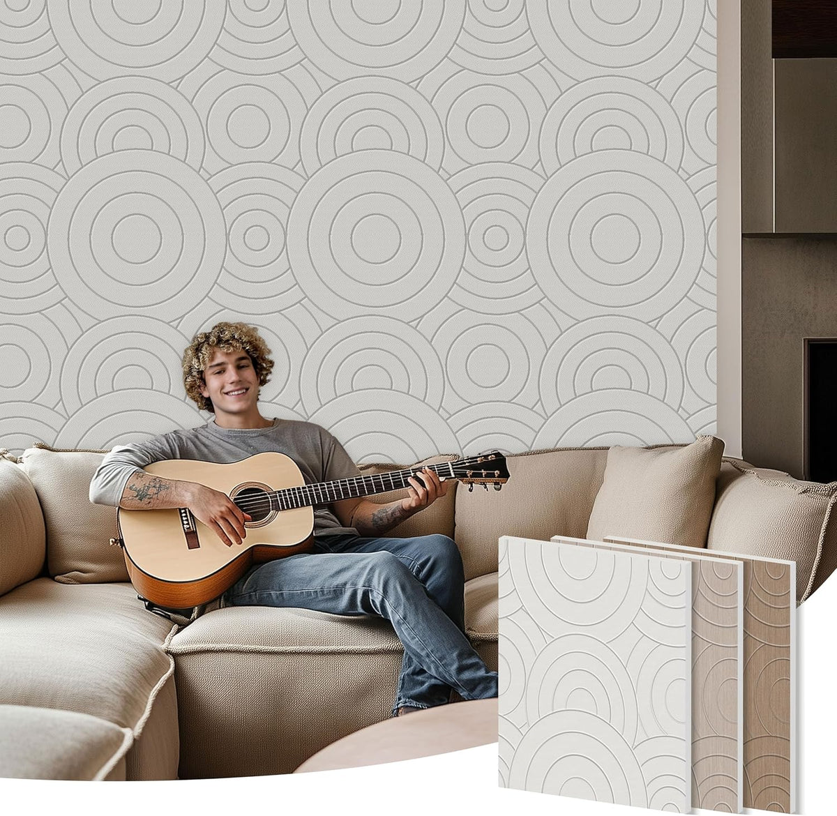 6 PCS Acoustic Panels, 23.6x23.6 Inch Sound Absorbing Panels, Decorative Acoustic Wall Panels for Recording and Home Studio, Office with Double-Sided Adhesive Tape