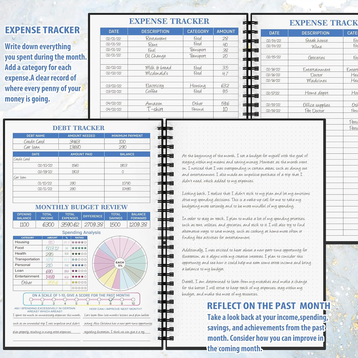 Budget Planner - Monthly Finance Organizer with Expense Tracker Notebook to Manage Your Money Effectively, Undated Finance Planner/Account Book, Start Anytimem,A5(8.6x5.9 inchs),100gsm Paper - Golden