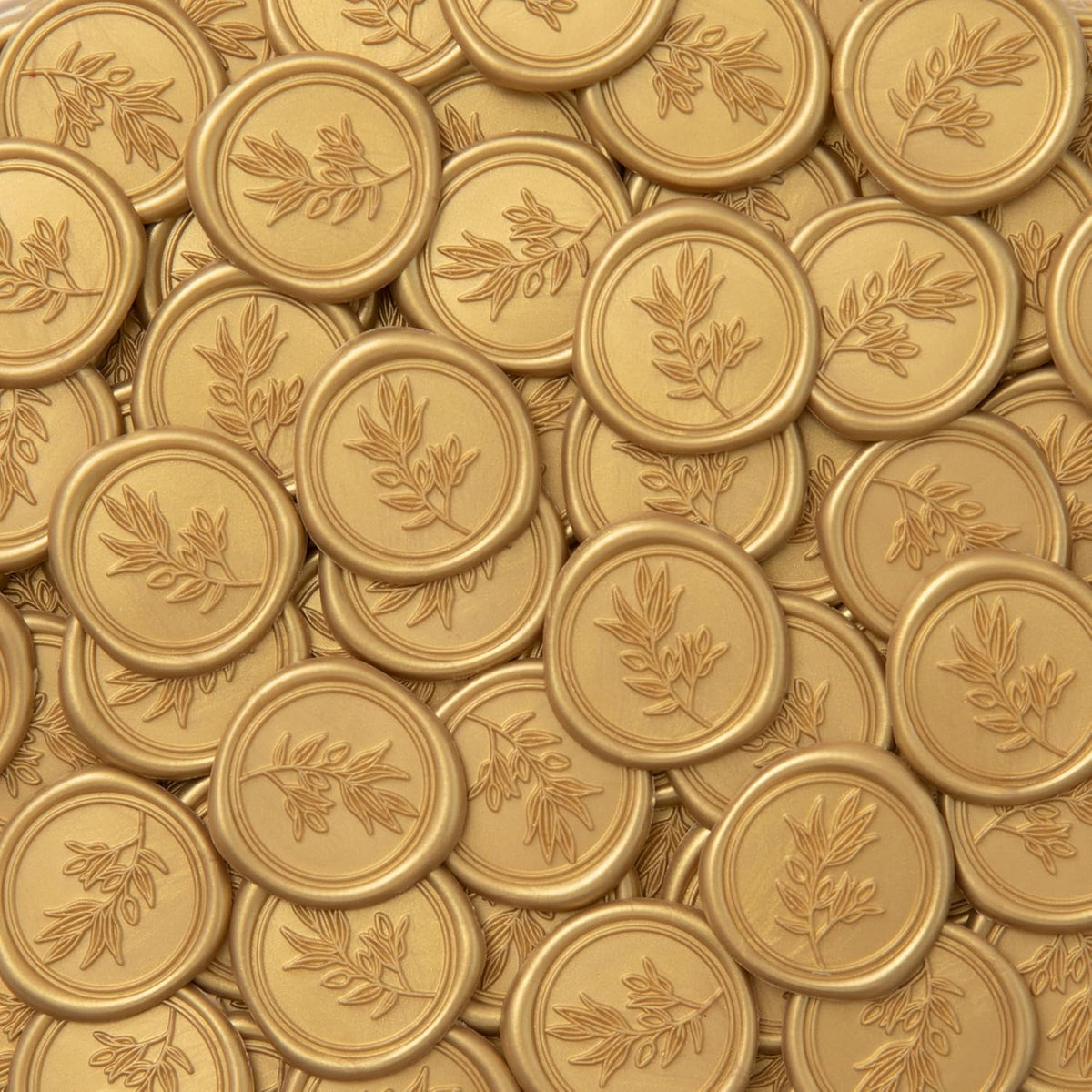 PONATIA Gold Wax Seal Stickers - Eucalyptus Wedding Invitation Envelope Seal, 50 Pcs Self-Adhesive, Perfect for Invitations, Christmas, Gift Wrapping, Party Menu Decor