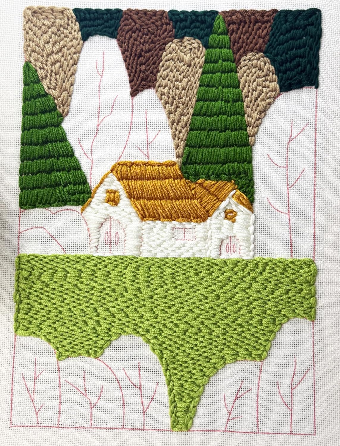 clberni Punch Needle Kit Adults Beginner, Large Punch Needle Embroidery kit 11.8 X 15.8 inches, Crafts for Adults (Forest Without Photo Frame)