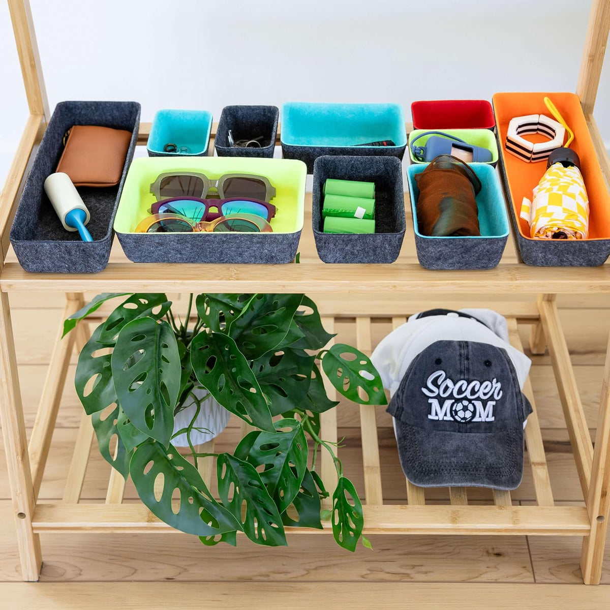 Three by Three Seattle Felt·Like·It! Felt Bins for Office, Crafts, Classroom, Living Room, Bedroom: Multicolor, Set of 10