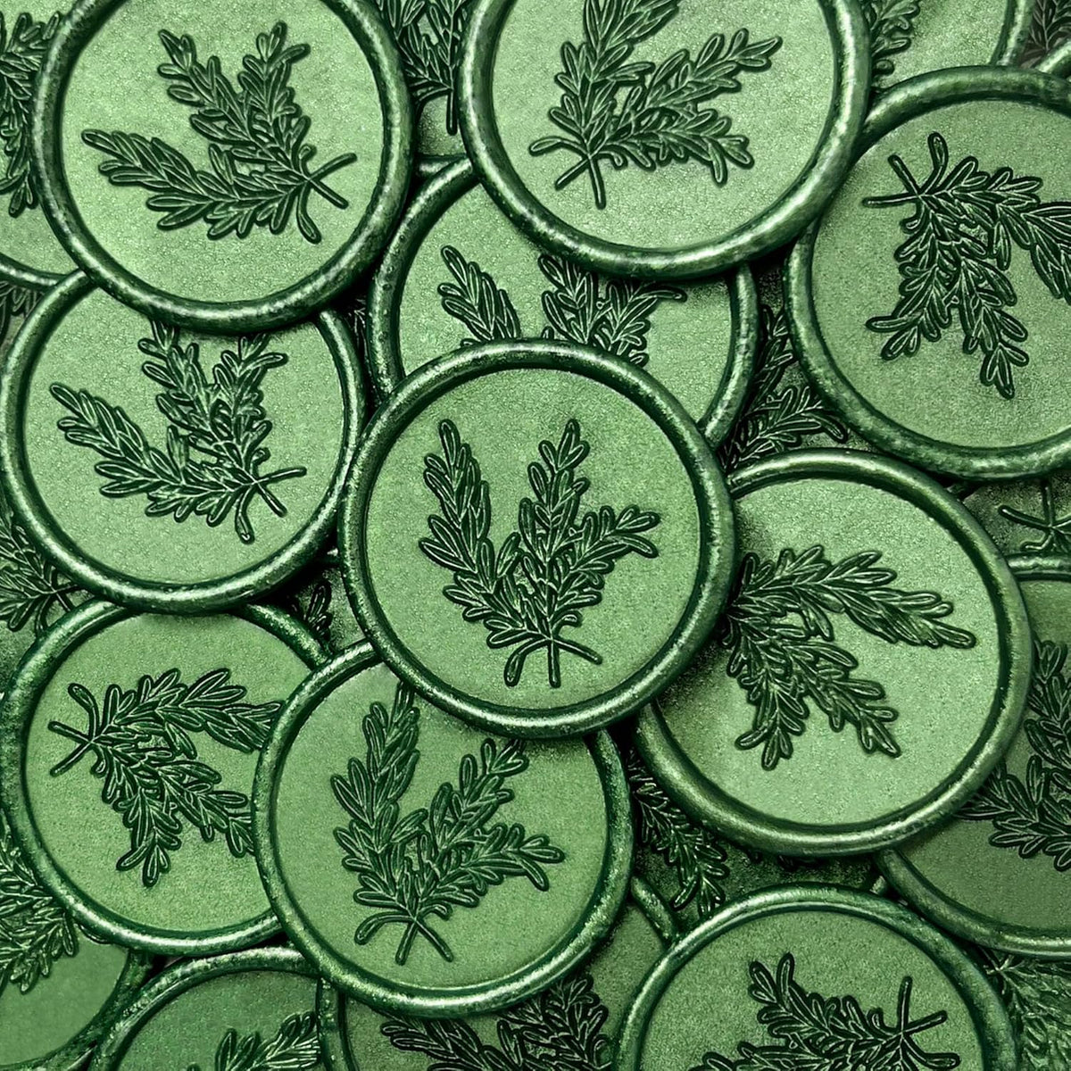 50Pcs Wax Seal Stickers Handmade Envelope Seals Self Adhesive Wax Stickers for Wedding Party Invitations, Envelope, Gift Wrap, Christmas(Rosemary Style, Green)