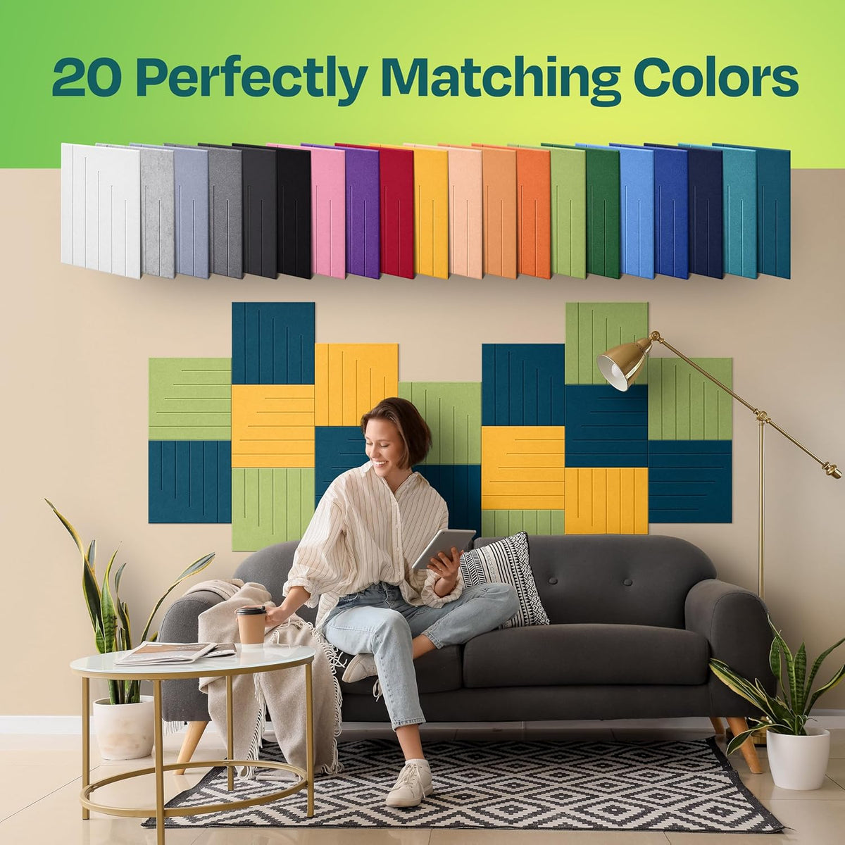 Acoustic Panels 12-Pack Soundproof Wall Panels 12"x12"x0.4" Decorative Sound Dampening for your Home, Office, Studio, Bedroom & More with Unique LineWave Carving [Ocean Turquoise]