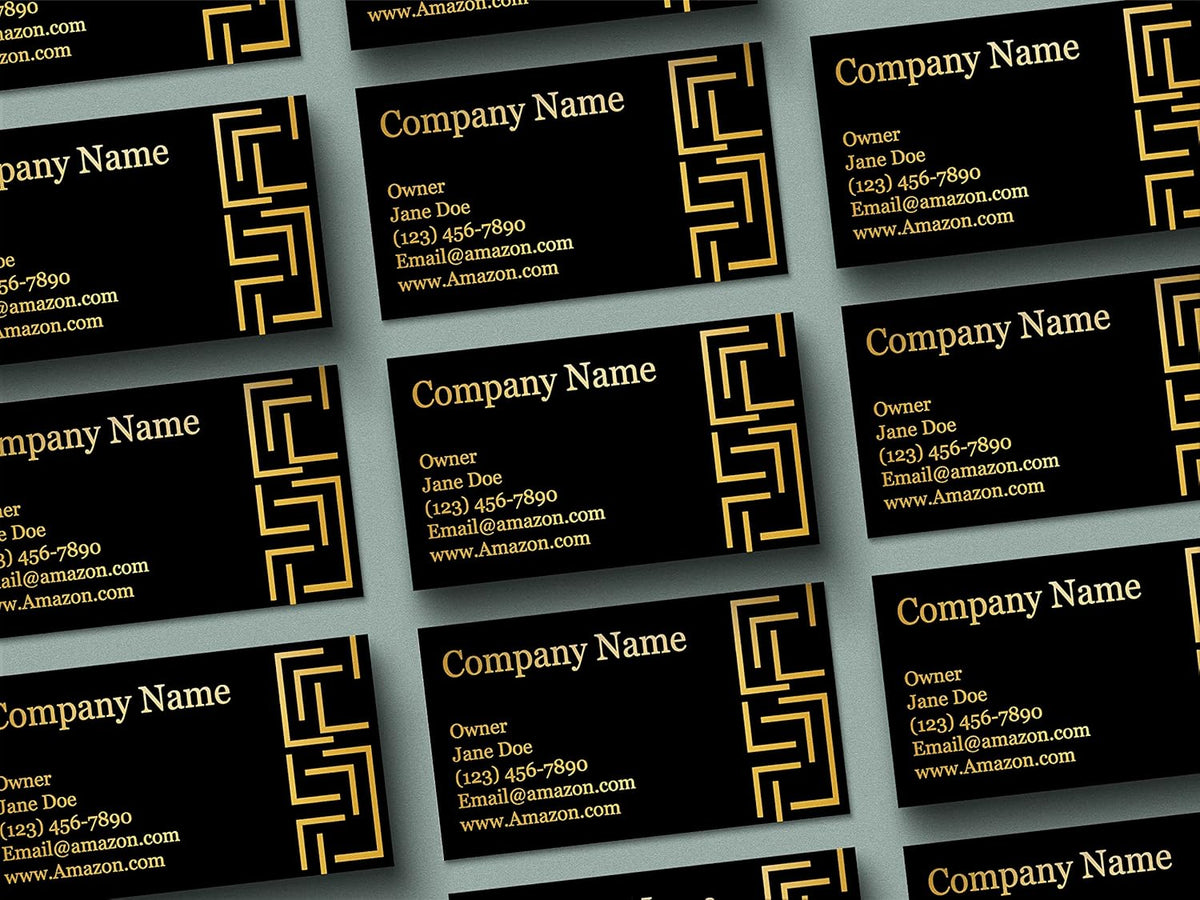 Personalized Gold Foil Black Business Cards 100 Pack - 3.5" x 2" Cards - 14 PT Thick Sturdy Cards - Unique Shiny Gold Foil - Made in the U.S.A. (Gold Maze)