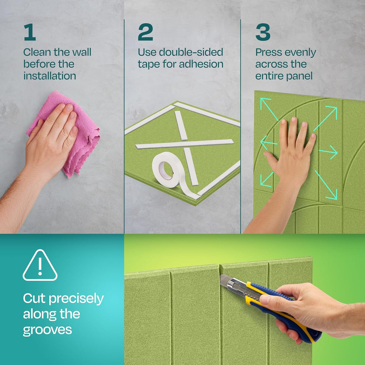 Acoustic Panels 12-Pack Soundproof Wall Panels 12"x12"x0.4" Decorative Sound Dampening for your Home, Office, Studio, Bedroom & More with Unique ModuArc Carving [Gin Green]