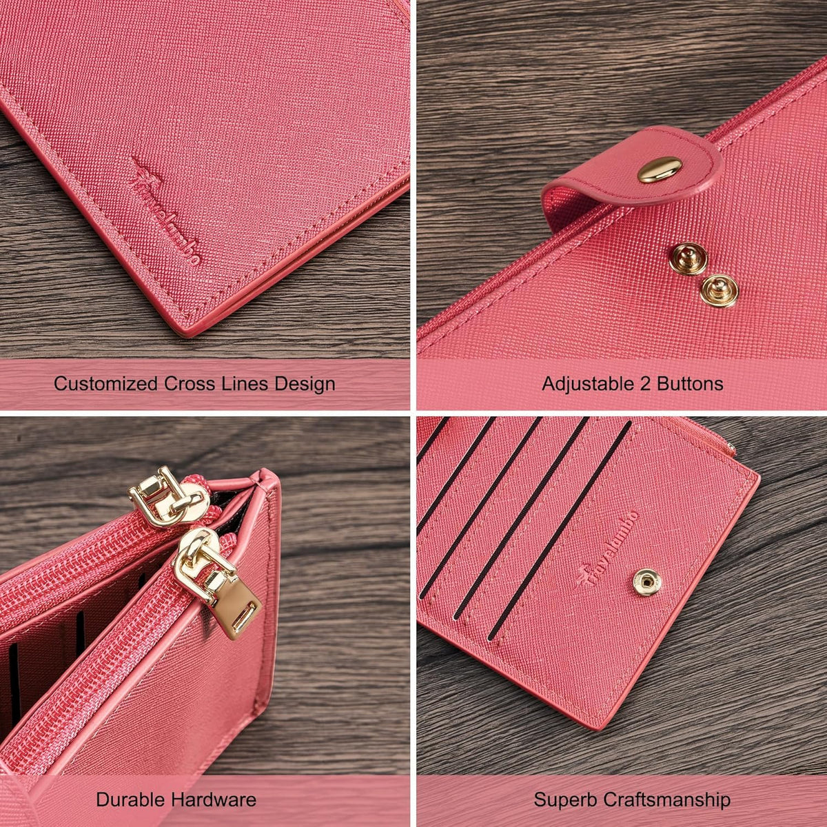 Travelambo RFID Wallet Women Large Size Bifold Multi Card Wallet Case with Zipper Pocke Credit Card Holder for Women